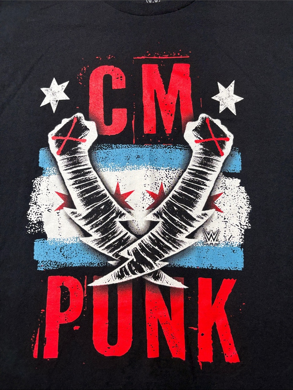 WWE CM Punk Men’s XL Chicago Flag Wrestling Graphic T-Shirt‎ Black - Picture 4 of 8